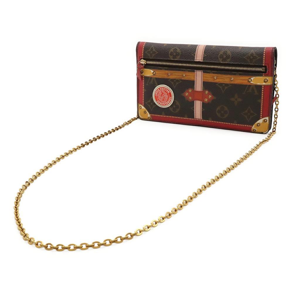 Louis Vuitton Shoulder Summer Weekend Pochette Trunk Chain Monogram Bag Brown